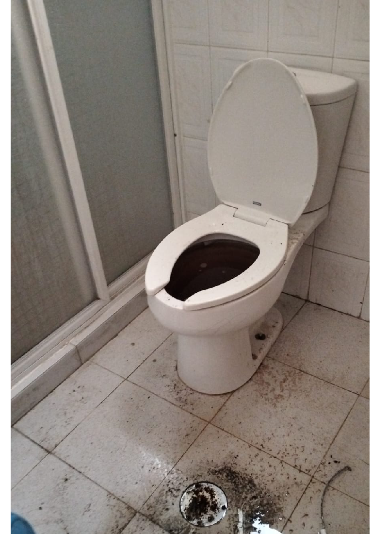 W.C. Tapado con aguas negras que se desparraman por los bordes
