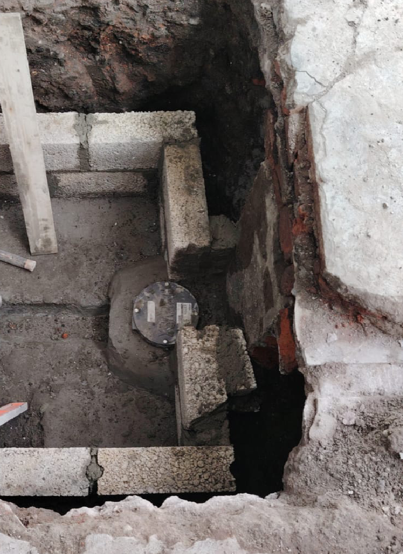 Valvula check instalada en un drenaje